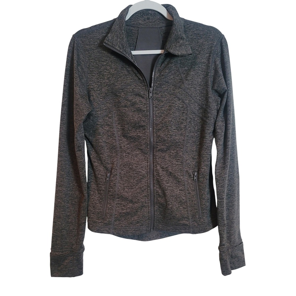 Quince Ultra-Soft Performance Jacket Heather Charcoal Gray Full Zip Women Medium